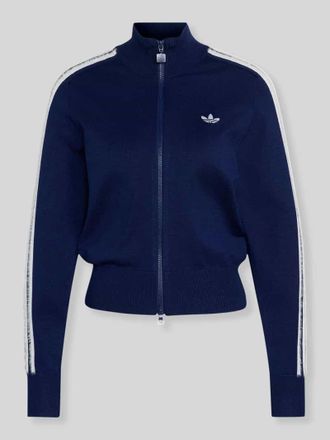 adidas Originals Slim Fit Strickjacke aus Viskose-Mix mit Logo-Stitching in Dunkelblau, Gr&ouml;&szlig;e XL