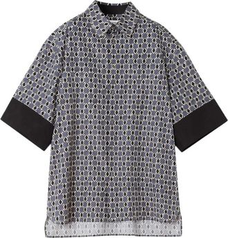 Lanvin Losvallend katoenen overhemd met print - Heren - Korte mouwen Overhemden - Veelkleurig - M - Katoen - Overhemden