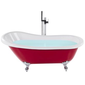 Beliani Ba&ntilde;era Independiente De Acr&iacute;lico Rojo Patas 153 X 77 Cm Retro Vintage Tradicional Cayman