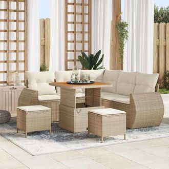 vidaXL Conjunto De Sof&aacute; De Jard&iacute;n 8 Pcs Beige Y Crema 80 X 80 X 71 Cm Vidaxl