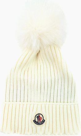 Moncler Womens Moncler Women Berretto Pom Pom Wool Hat White 034 - Size: L