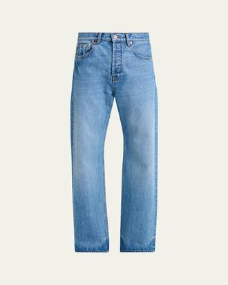 Jacquemus Mens Stonewashed Denim Straight-Leg Jeans