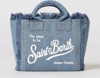 MC2 Saint Barth Borsa Vanity in denim di cotone con logo stampato