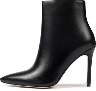 EDEFS Womens Pointed Toe Ankle Boots Stiletto High Heel Boots 10CM Zipper Shoes Matteblack EU36