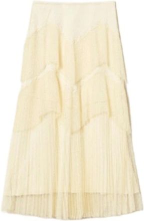 Twinset Midi Skirts, female, Beige, Size: XS Vanilla Tulle Skirt with Ruffles
