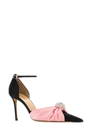 Mach & Mach Womens Black Satin Pumps Pink Scarpe Con Tacco