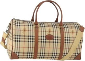 Burberry Pre-owned Vintage Boston Bag - Dames - Vintage Weekendtas - Beige - ONE Size - Leer - Vintage