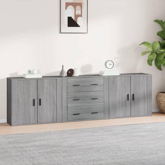 vidaXL Aparadores 3 Piezas Madera Contrachapada Gris Sonoma Vidaxl