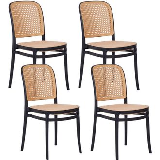 Beliani Beliani - Set di 4 sedie da pranzo impilabili in plastica e senza braccioli, di colore beige e nero Plose