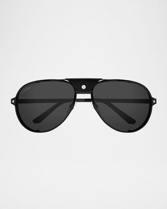 Cartier Mens CT0296SM Metal Aviator Sunglasses