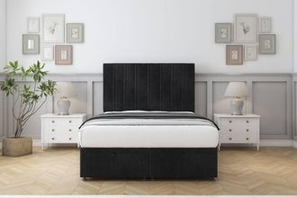 Comfort Beds Lorenzo Naples Ottoman Bed Base-26 Strutted Headboard in Black | Size: Small Single