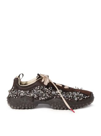 Miu Miu BUBBLE SNEAKERS IN TECHNICAL FABRIC AND SUEDE WITH EMBROIDERY - Miu Miu - Woman