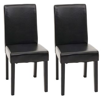 Hhg Juego De 2 Sillas De Comedor Silla De Cocina Littau, Cuero, Negro, Patas Oscuras