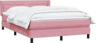 vidaXL Cama Box Spring Con Colch&oacute;n Terciopelo Rosa 160x210 Cm Vidaxl