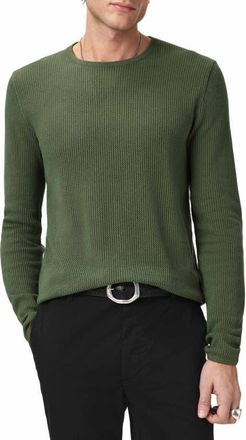 John Varvatos Montclair Mesh Stitch Organic Cotton Blend Sweater in Light Olive at Nordstrom, Size X-Large
