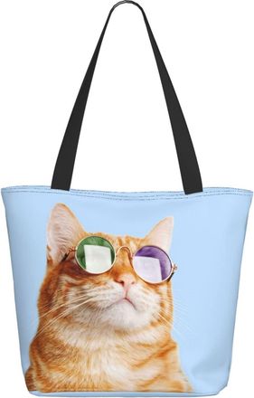 AOOEDM Cat With Glasses Ladies Shopping Bag 13x11x7in.The Perfect ValentineS Day Gift.It Is The Best ValentineS Day Gift For Mom, Daughter, Wife,Etc