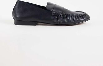 Asos Marlowe - Mocassini morbidi in pelle nera con arricciature-Nero