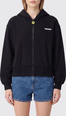 Barrow Felpa in cotone con cappuccio, zip e logo a contrasto