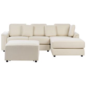 Beliani Beliani - Sof&aacute; Esquinero Moderno Con Otomana Tela Beige Claro Izquierdo Kohlo