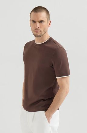 Brunello Cucinelli T-shirt with faux-layering in Brown at Nordstrom, Size Xxx-Large Eu