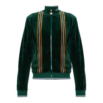 Casablanca Felpa in velluto con colletto alla coreana - - Sweatshirts & Hoodies - Uomo - Verde - M