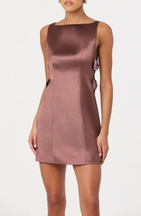 ASTR the Label Kinsey Embellished Bow Satin Minidress in Mauve at Nordstrom Rack, Size X-Small