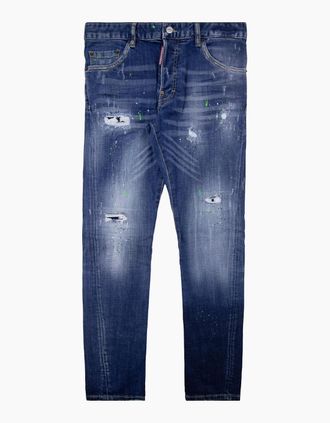 Dsquared2 Mens Dsquared2 Sexy Twist Paint Splatter Jean Denim 470 - Blue - Size: 26/27/32