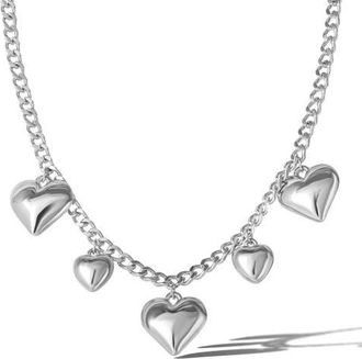 Jessica Simpson Five Heart Necklace in Silver at Nordstrom