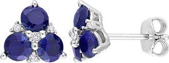Rina Limor Silver 1.90 Ct. Tw. Lab-Grown Created Blue Sapphire, Created White Sapphire Earrings