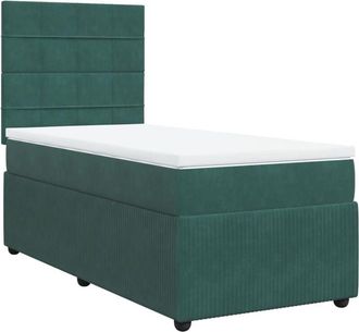 vidaXL Cama Box Spring Con Colch&oacute;n Terciopelo Verde Oscuro 80x200 Cm Vidaxl