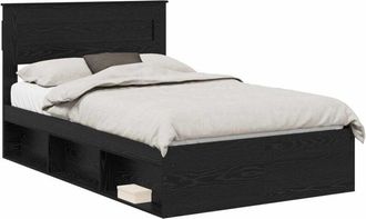 vidaXL Bed Frame with Mattress Black 120 x 190 cm Solid Pine Wood vidaXL