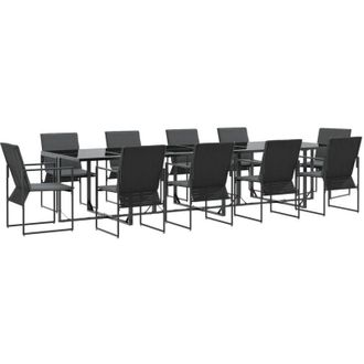 vidaXL Conjunto De Comedor De Jard&iacute;n 11 Pcs Negro Acero Vidaxl