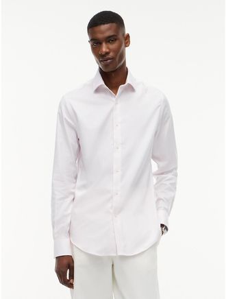 Tommy Hilfiger Mens Regular Fit THFlex Chevron Dress Shirt - Pink - 14.5/32-33
