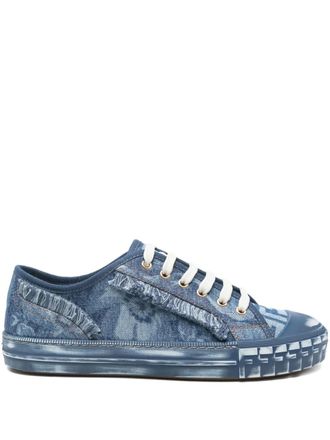 Fendi frayed-denim trainers - Blue