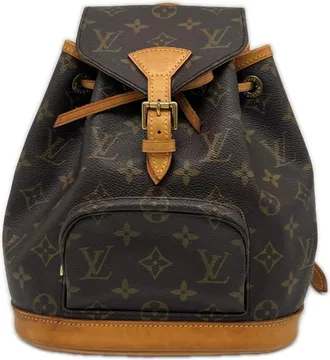 Louis Vuitton Beige Brown Coated Canvas Leather Backpack (Pre-Owned)