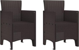 vidaXL Garden Chair 2 pcs Brown 53 x 49 x 85 cm pp Vidaxl