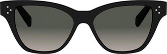 Celine 3 Dots 52mm Cat Eye Sunglasses in Shiny Black/gradient Smoke at Nordstrom