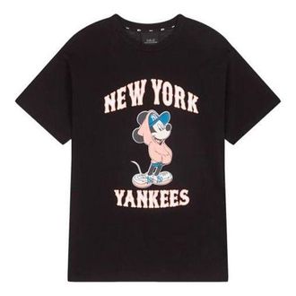 MLB Disney Mickey Crossover New York Yankees Basic Printing Round Neck Short Sleeve Unisex Black 31TSK3031-50L