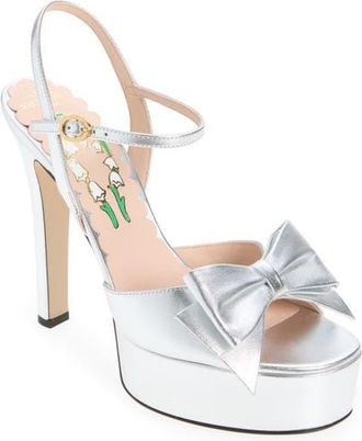 Valentino Bowow Platform Sandal in Silver at Nordstrom, Size 10.5Us
