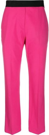 Msgm contrast waistband trousers - women - Virgin Wool/Elastane/Polyester - 44 - Pink