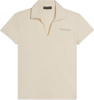 Freddy T-shirt Manica Corta con Scollo a V e Collo a Camicia