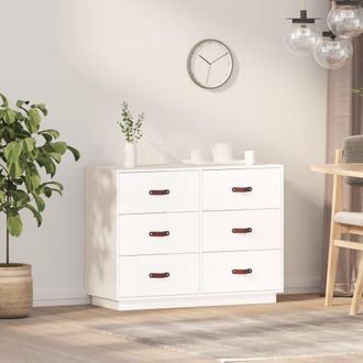 vidaXL Vidaxl - Aparador Madera Maciza De Pino Blanco 100x40x75 Cm