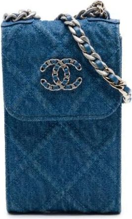 Chanel Pre-owned Portacellulare in Denim Trapuntato - - Pre-owned - Donna - Blu - ONE SIZE