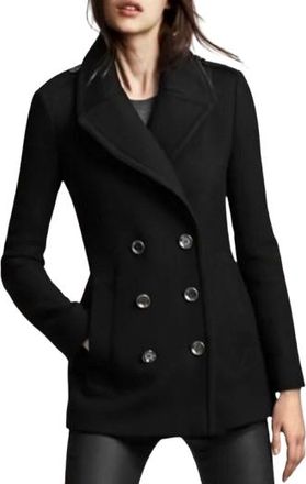 Burberry Black Double Breasted Wool Peacoat Size M