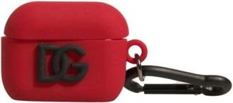 Dolce & Gabbana Ge&euml;tst siliconen Airpods-hoesje - Heren - Telefoonaccessoires - Rood - ONE Size - Accessoires