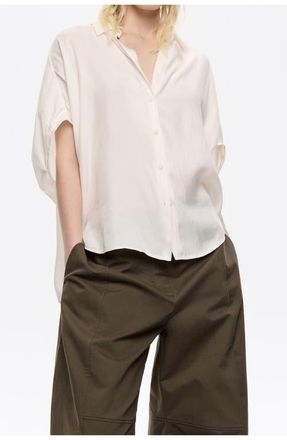 Bimba & Lola Fluid Cape Shirt in Ivory at Nordstrom, Size Large Eu
