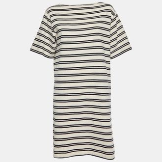 Acne Studios White/blue Dodora Striped Jersey T-Shirt Dress