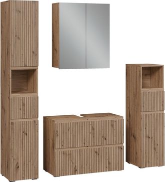 Vicco Conjunto De Muebles De Ba&ntilde;o Takumi, Roble Artesanal, 4 Piezas, Vicco
