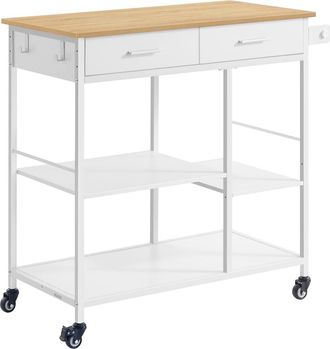 Vasagle Carrito de cocina con ruedas con toallero y 2 cajones de color blanco