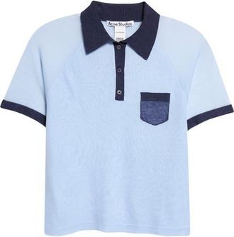 Acne Studios Kout Pocket Polo in Light Blue/navy at Nordstrom, Size Xx-Small